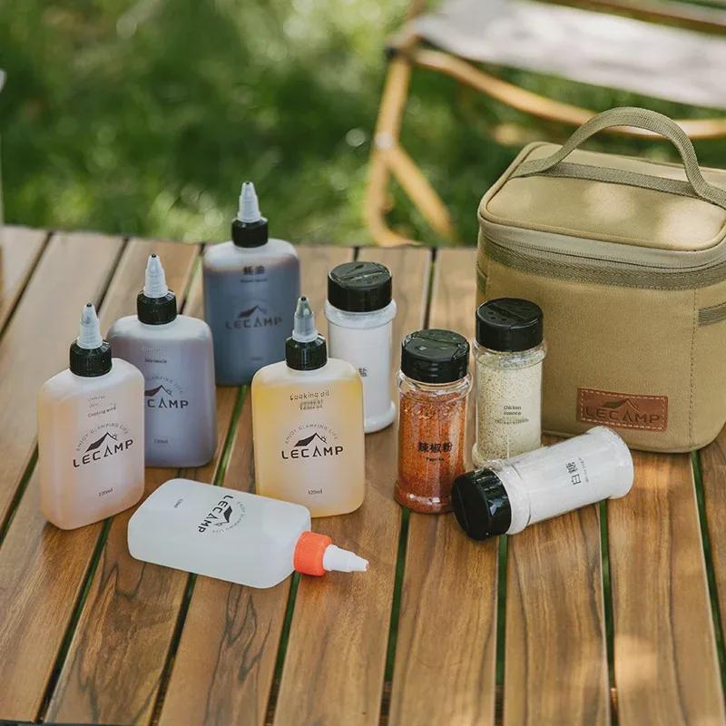 Портативный набор бутылок с приправами для кемпинга и пикников с герметичными бутылками для масла и сумкой для хранения