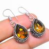 Natural Citrine Gemstone Handmade 925 Sterling Silver Gift Earring 1.42" O3e71
