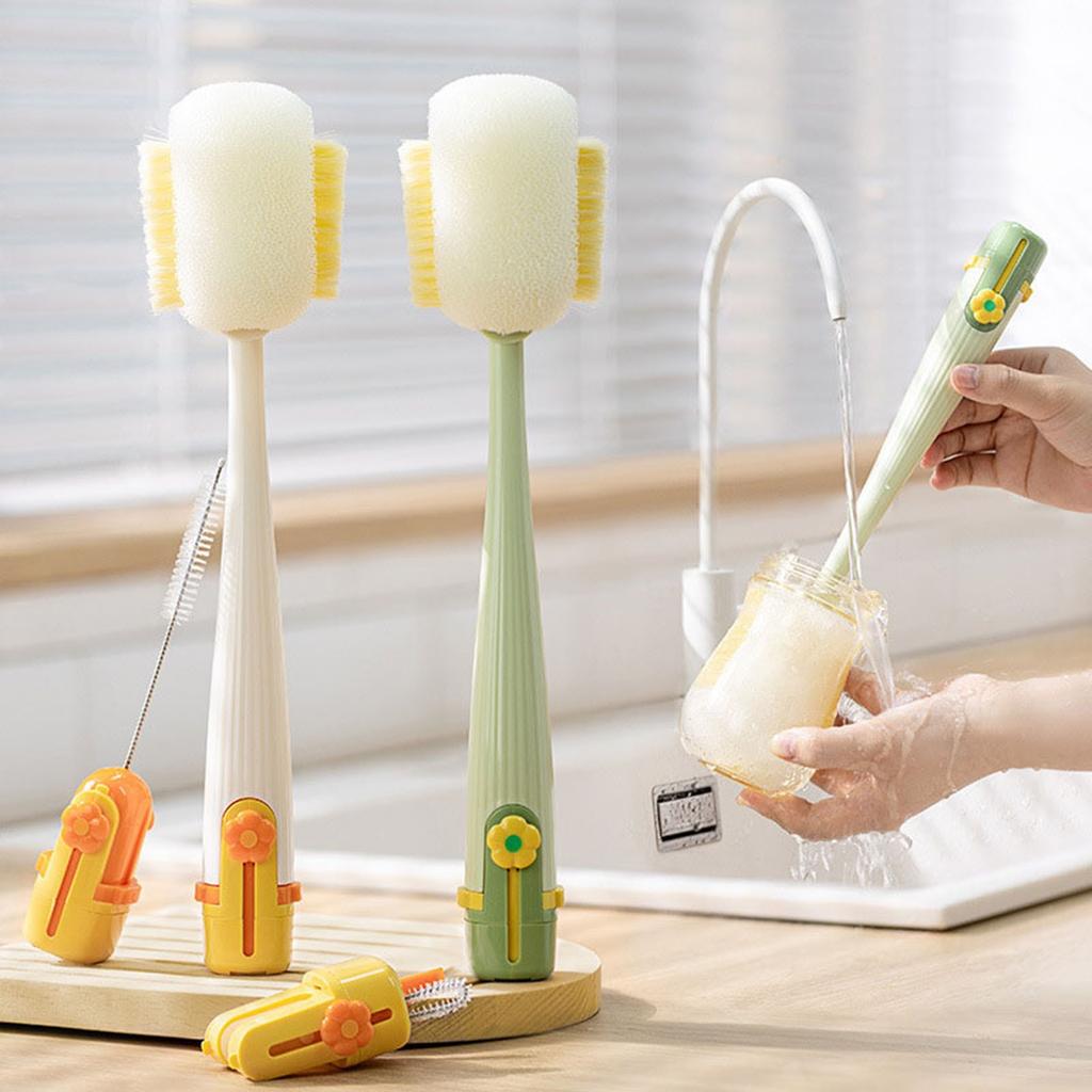Cup Brush Water Cup Cleaning  Long Handle Multifunctional Five-in-one Insulation Cup Cover Brush Baby Bottle Special Cleaning Sponge Brush