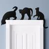 3/4Pcs Halloween Black Cat Decor Wooden Cat Silhouette Door Corner Decor Scary