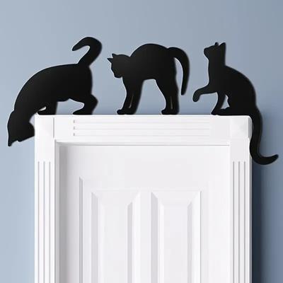3/4 шт Хэллоуин черный кот Декор деревянный силуэт кота дверной уголок Декор страшный