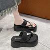 Fashion 8cm Casual Wedge Beach Slippers for Women Summer Non Slip Platform Sandals Woman Open Toe Comfortable Female Clip Toe Flip Flops