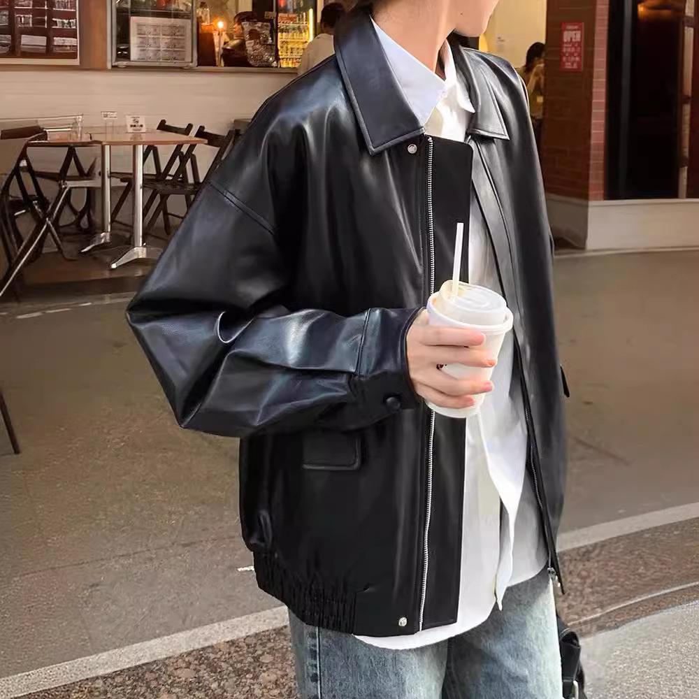 Пальто из кожи Майяра American Sweet Cool Wear Brown Pu Leather Coat Windproof Free Retro Motorcycle Jacket