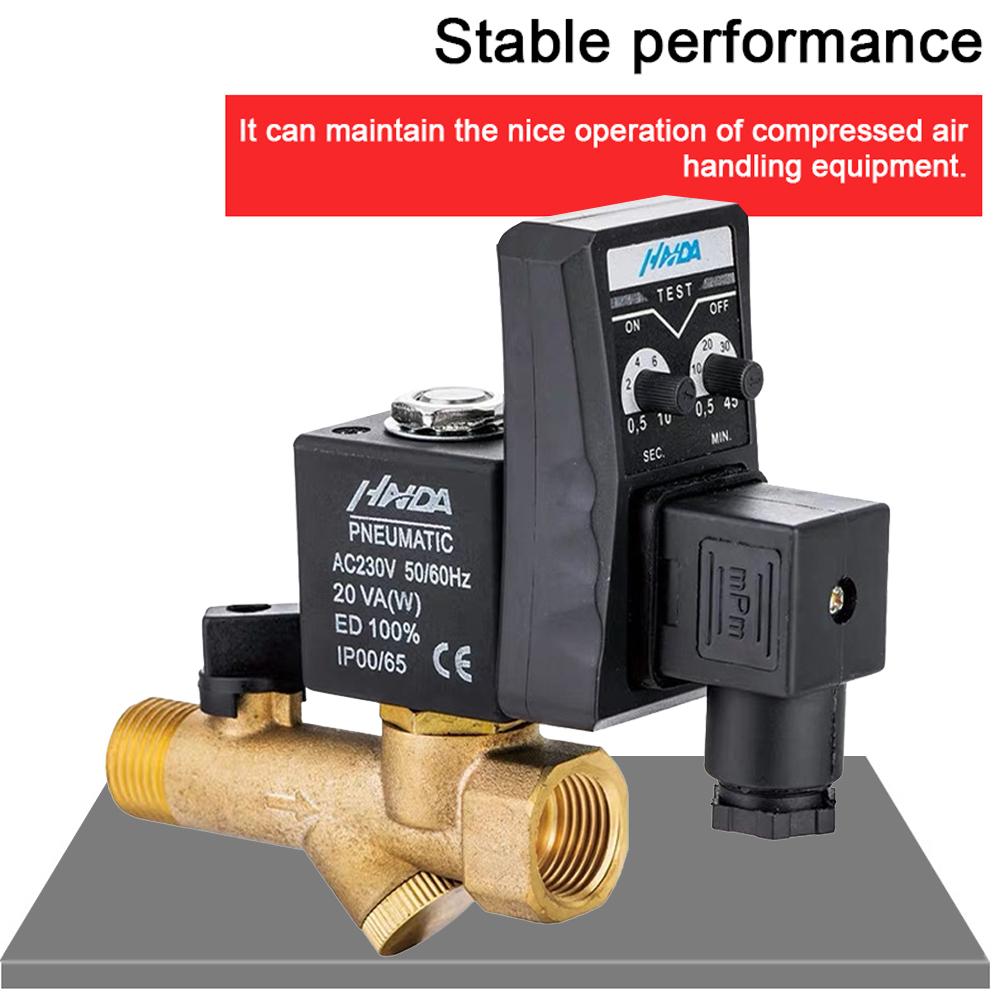 12-дюймовый электронный сливной клапан, латунный автоматический клапан слива конденсата с таймером, 2-ходовой, однонаправленный