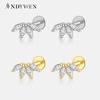 925 Sterling Silver Gold Flower CZ Zircon Piercing Stud Earring Clips Pendientes Women Luxury Fine Jewels