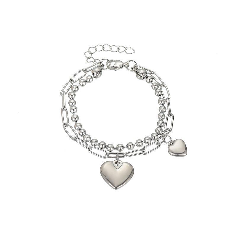 Double-Layer Heart Bracelet: Trendy Hip-Hop Design with Unique Style