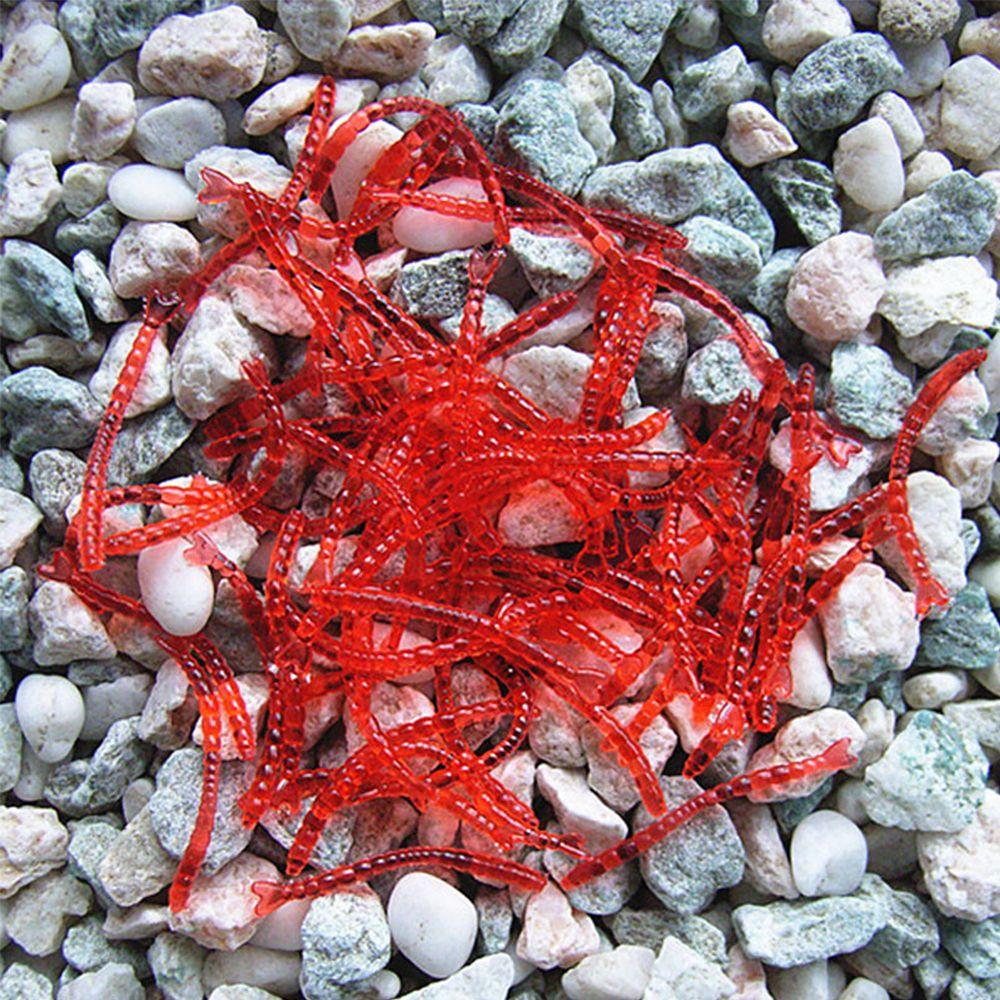 50pcs-200pcs Soft Tackle Fishy Smell Bass Fishing Lure EarthWorm bloodworm Worm Red Baits