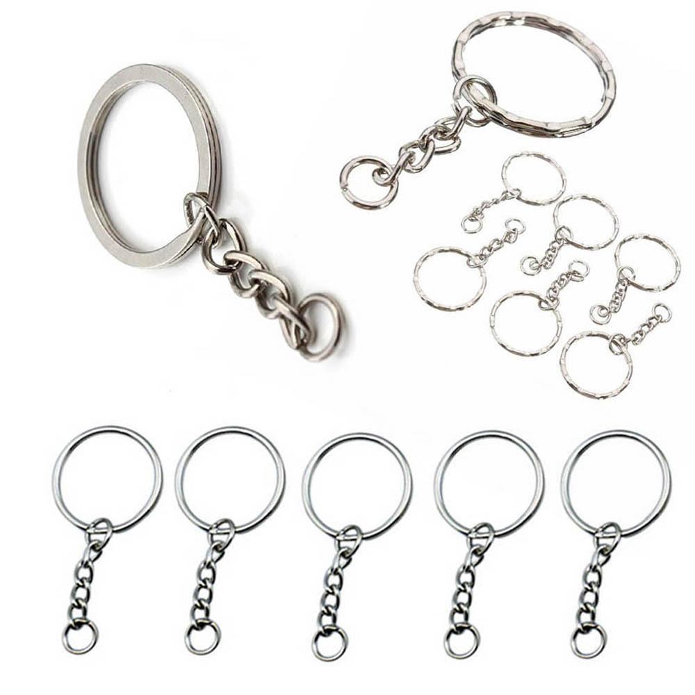 25mm NEW DIY Polished Silver Keychain Keyring Key Fob Short Chain