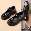 Girls' Leather Shoes for Spring and Autumn Children's Performance Shoes, Black Dance Shoes, Medium and Large Children's Leather Shoes