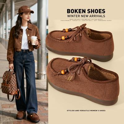 Обувь женская обувь хлопковая обувь новая ретро бисерная модная универсальная обувь-кенгуру полиуретановые легкие хлопковые ботинки