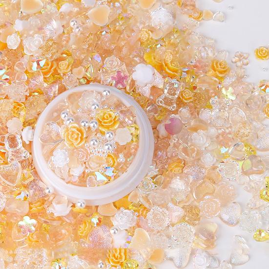 1 коробка искусственных жемчужин в форме банта, цветные смоляные украшения для ногтей, аксессуары для ногтей в форме сердца, розы, медведя