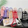 Women Cartoon Knitted Handheld Outdoor Crossbody Bag Leisure Cute Inclined Shoulder Bags Snap Button Mobile Phone Bags
