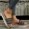 Women's Wedge Sandals  Fish Mouth Wedge Sandals Woven Hemp Rope Thick-soled Comfortable Sponge Cake Slippers