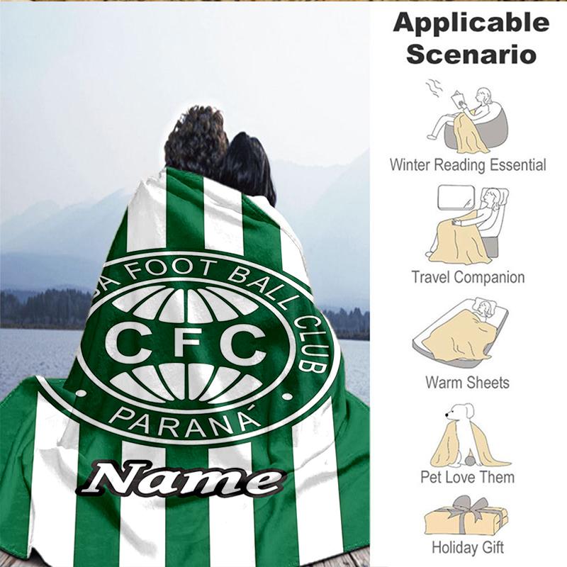 Custom Name Coritiba FC Crest Design Blanket Lightweight Ideal Bedding Blanket Perfect for Travel, Camping, Living Rooms, Sofas, Christmas gift