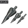 3Pc 4-32Mm Step Drill Bit Set Hss Spiral Cone