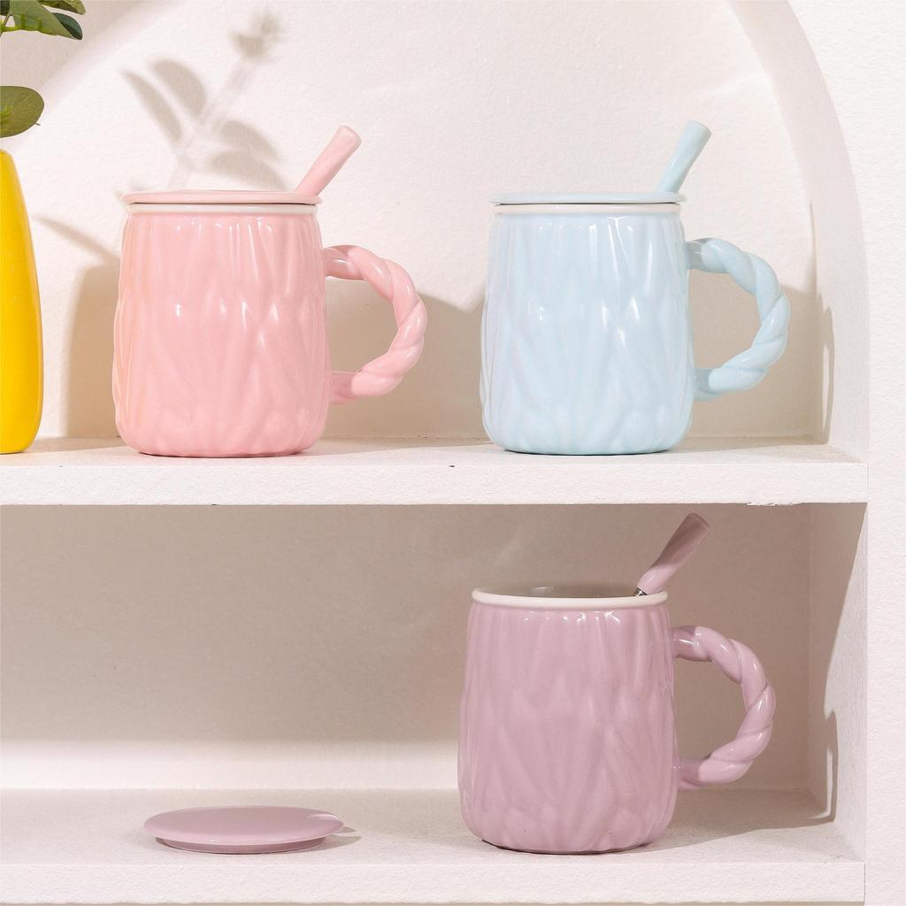 High Looking Mug Girl Heart Cute Cup Couple Ceramic Cup Embossed Creative Water Cup Office Coffee Cup