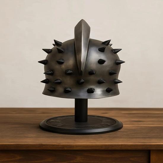 Шлем гладиатора с подставкой, Реплика доспехов греко-римского воина для косплея, LARP, Стальной средневековый