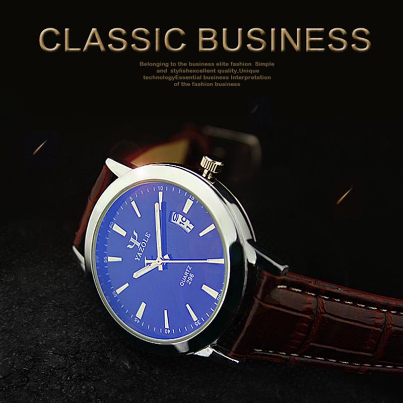 YAZOLE Fashion Auto Date Watches Luxury Blue Glass Watch Men Watch Luminous Men's Watch Clock saat relogio masculino reloj