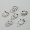 6Pcs/Set Silver Color Geometric Irregular Open Rings Set for Women Personality Metal Hollow Circular Rings Trendy Jewelry Gifts