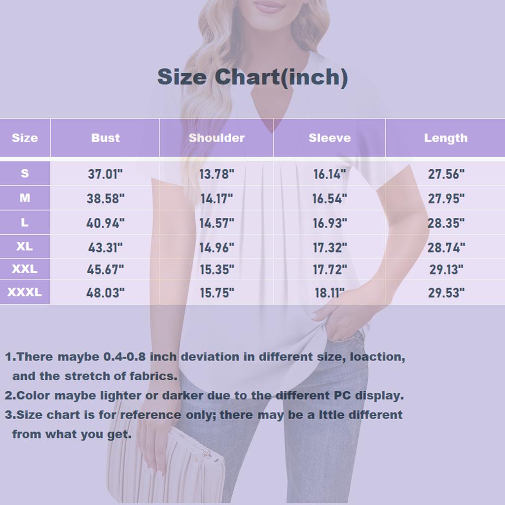 Women's Seven-quarter Sleeve Tops Casual V-neck Chest Ruffles Solid Color Loose T-shirt Tops