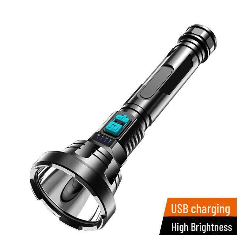 USB Rechargeable Long-Range LED Flashlight with Power Display