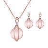Fashion Women Round Faux Gem Pendant Necklace Earrings Eardrops Jewelry Set