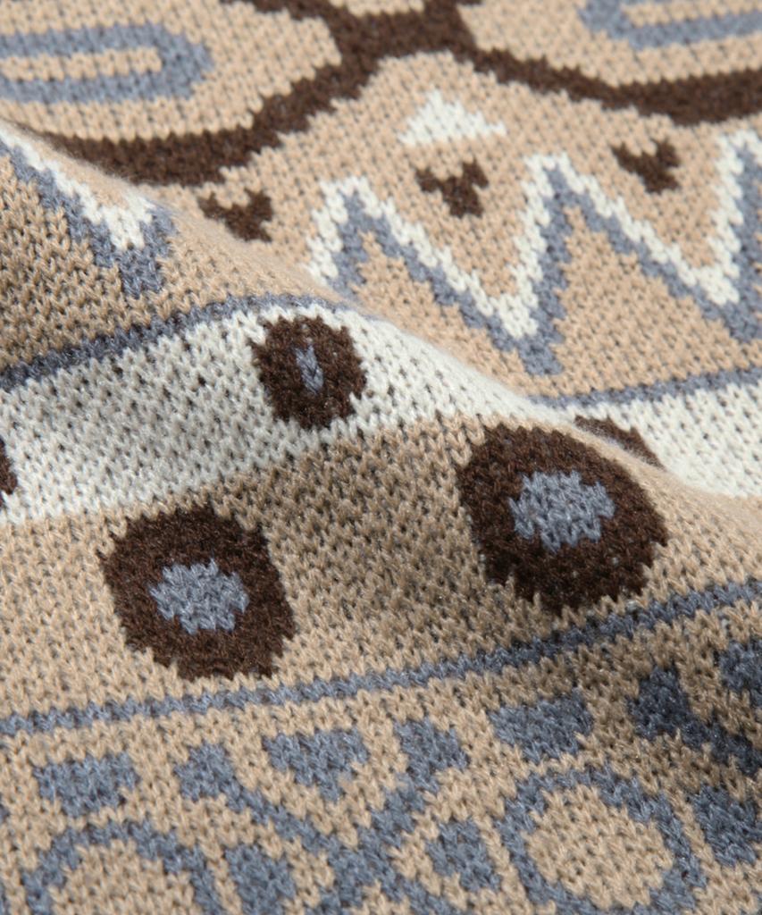 TRILLION Винтажный жаккардовый джемпер Fair Isle с круглым вырезом_Бежевый