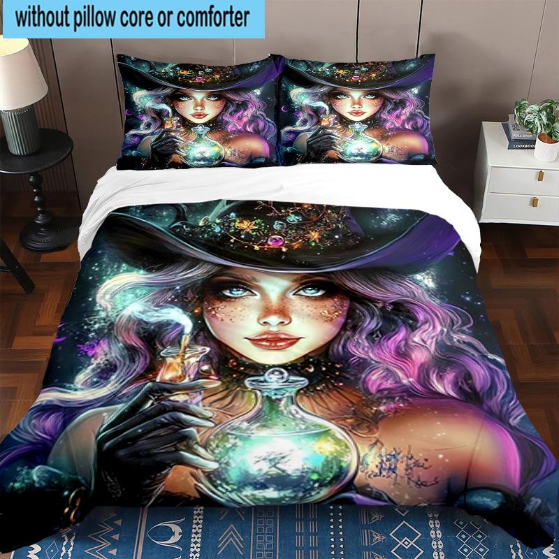Witchcraft In The Moonlight 3pcs Bedding,Including 1pc Duvet Cover And 2pcs Pillowcases Perfect for Christmas,Ideal for Bedroom, Dormitory