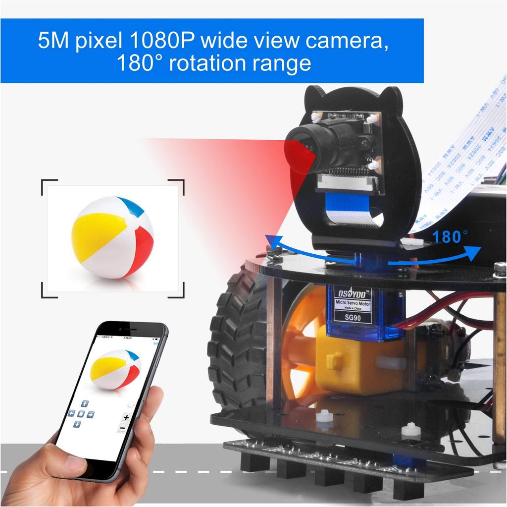 OSOYOO Робот-машина Smart, совместимый с Raspberry Pi и DIY Smart Kit для STEM, изучает программирование на Python для учеников средней школы и включает линию