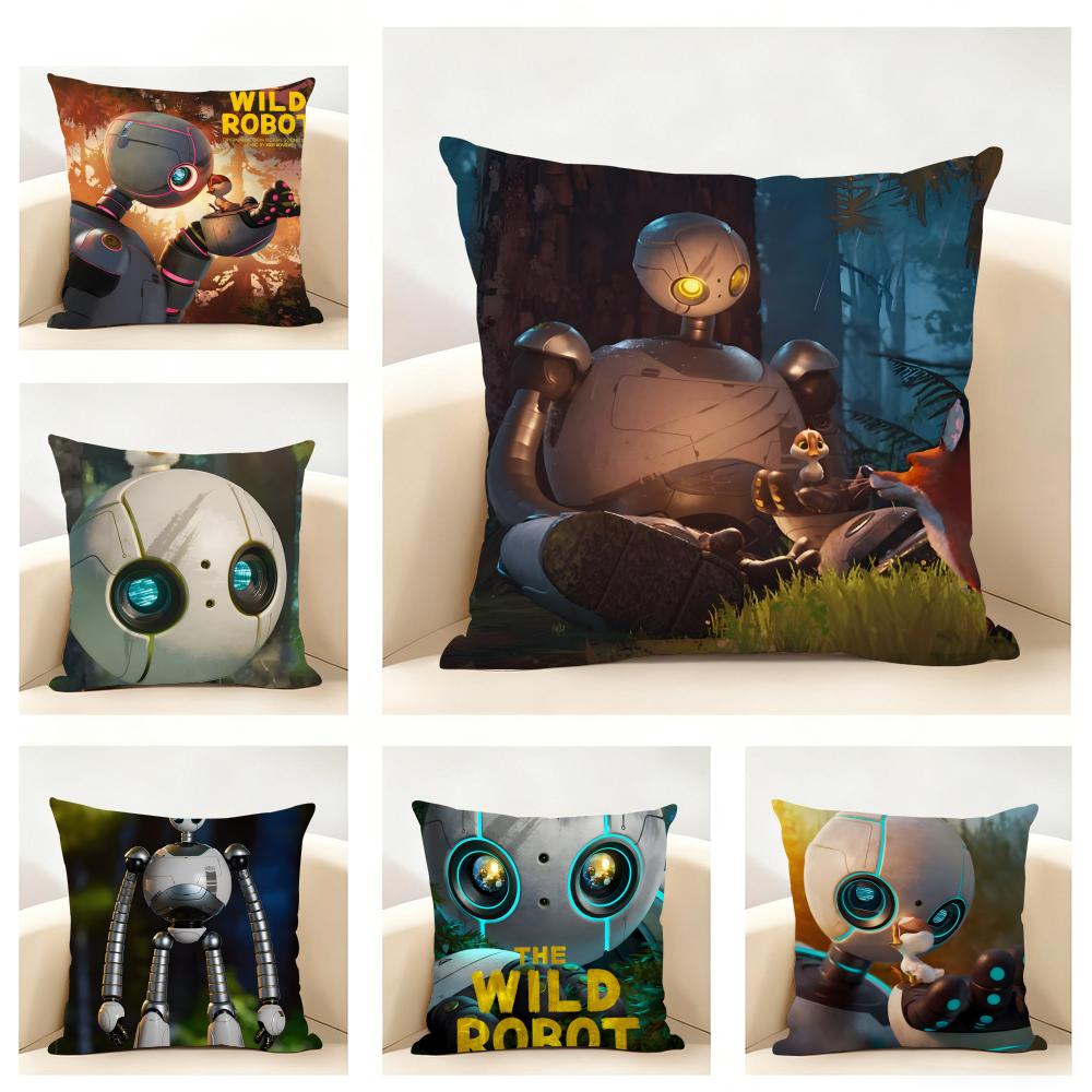 Adventure Movie The WWild RRobotS Cushion Cover Linen Pillowcase Soft for Sofa Bed Home Room Decor