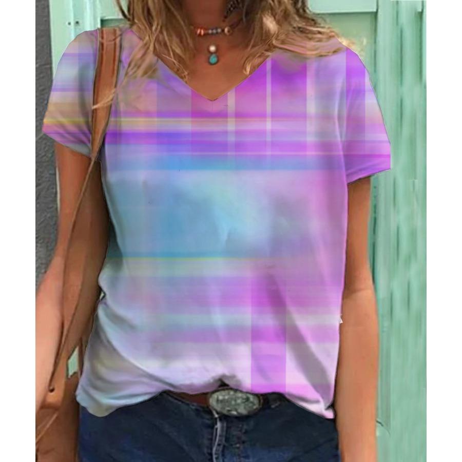 Butterfly Themed 3D Printed T-shirt V-neck 3D Printed Women's Short Sleeved T-shirt Top