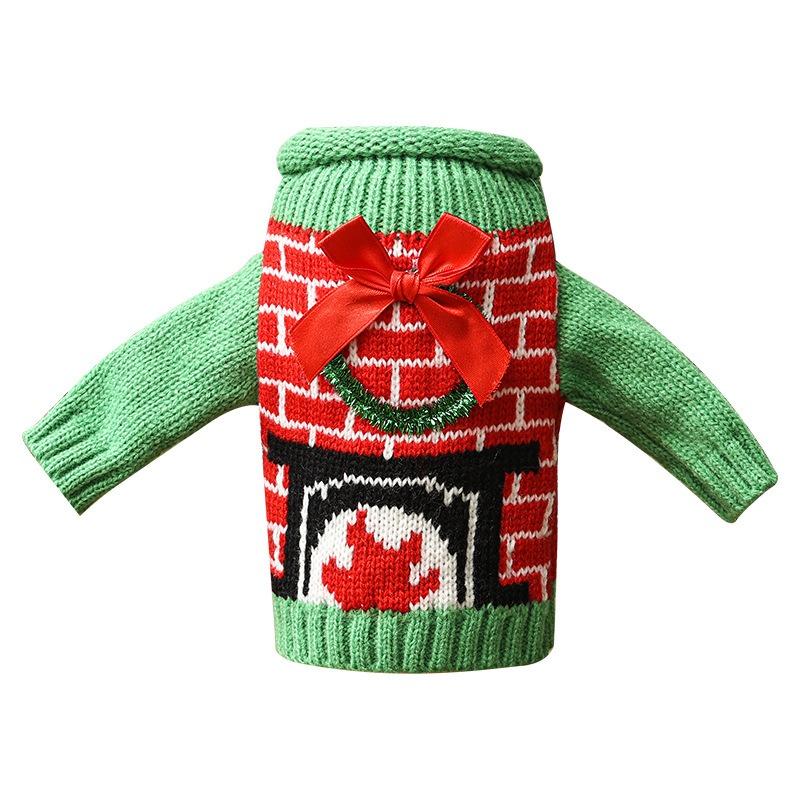 New Christmas Knitted Wine Bottle Cover Creative Red Wine Cover Decorative Clothes Champagne Bottle Cover Party Table Wine Cover