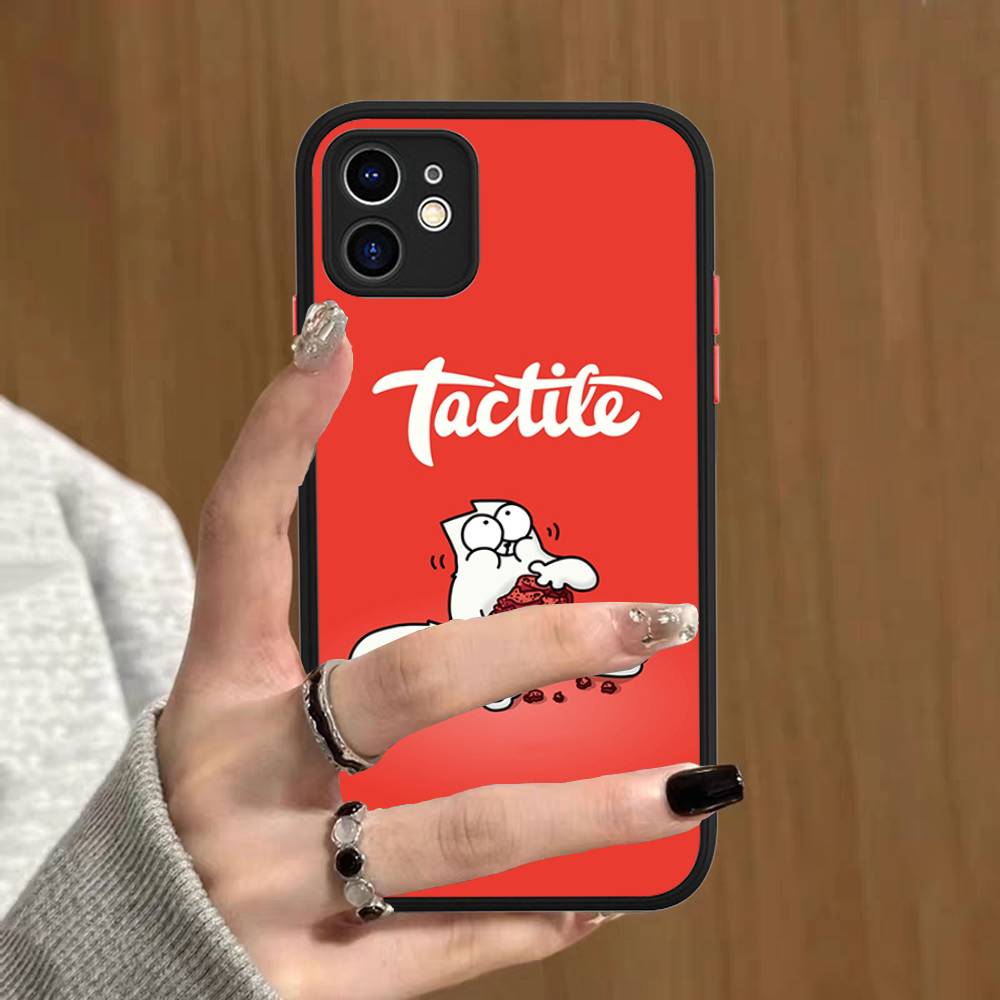 S-Simons-Cute-Cat For IPhone Air 16 15 14 Plus 13 12 11 Pro Max Matte Cover Jelly Shockproof Phone Case