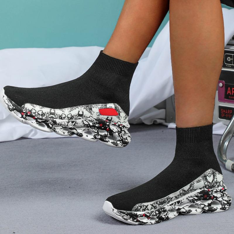 Унисекс Высокие Кроссовки-Носки - Без Шнурков, Амортизирующие, Для Бега