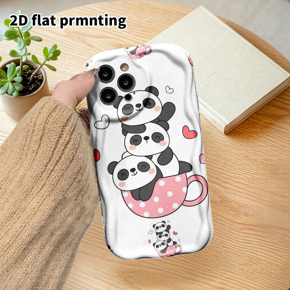 Phone Case: 2D flat design suitable for iPhone 18 17 16 15 14 13 Pro film protective case, couple style, stacked panda, Christmas and Halloween gift