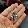 Punk Rock Vintage Gothic Style Halloween Spider Pendant Necklace