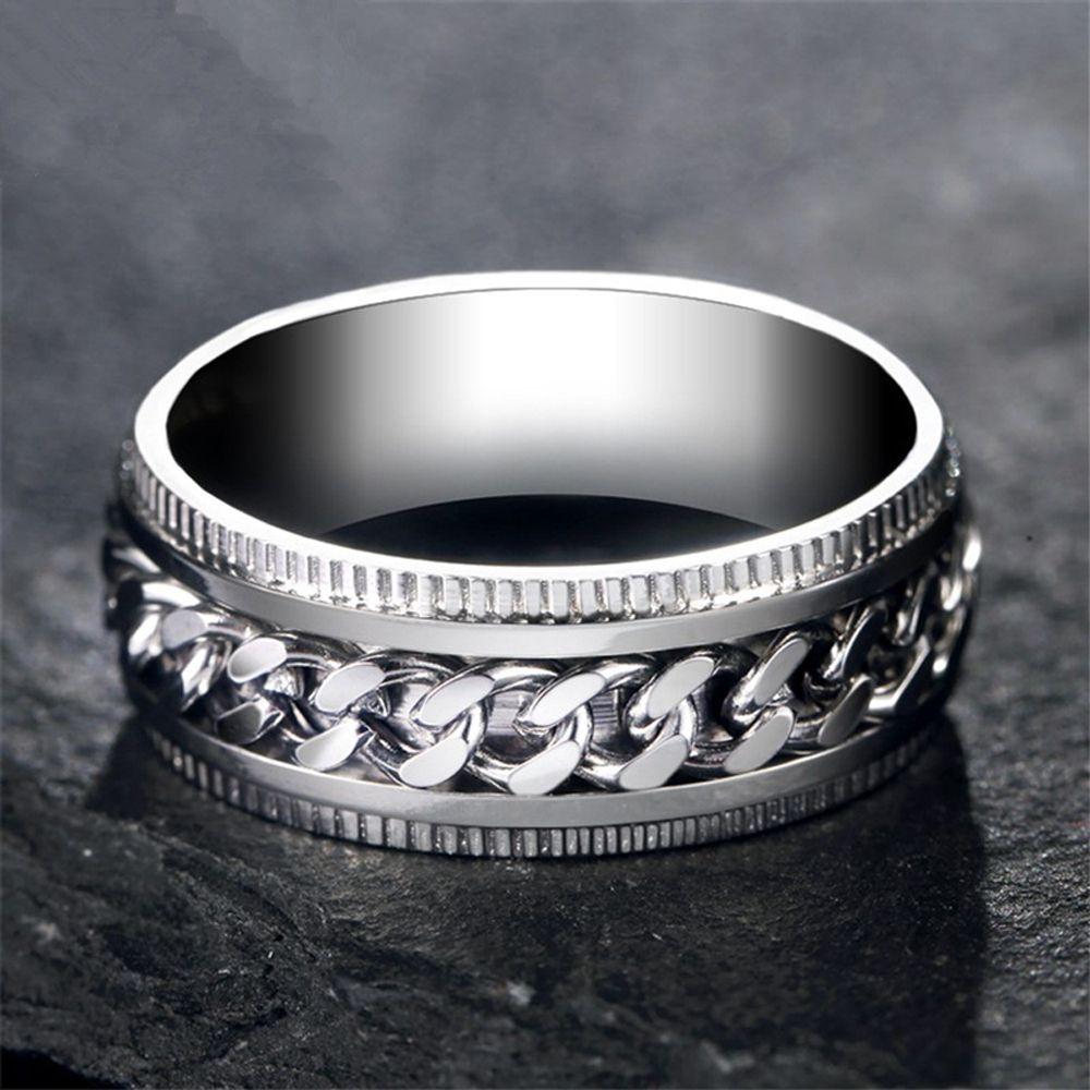 Teens Rotating Fidget Spinner Punk Twist Chain Women Anxiety Rings Korean Finger Rings Men Rings