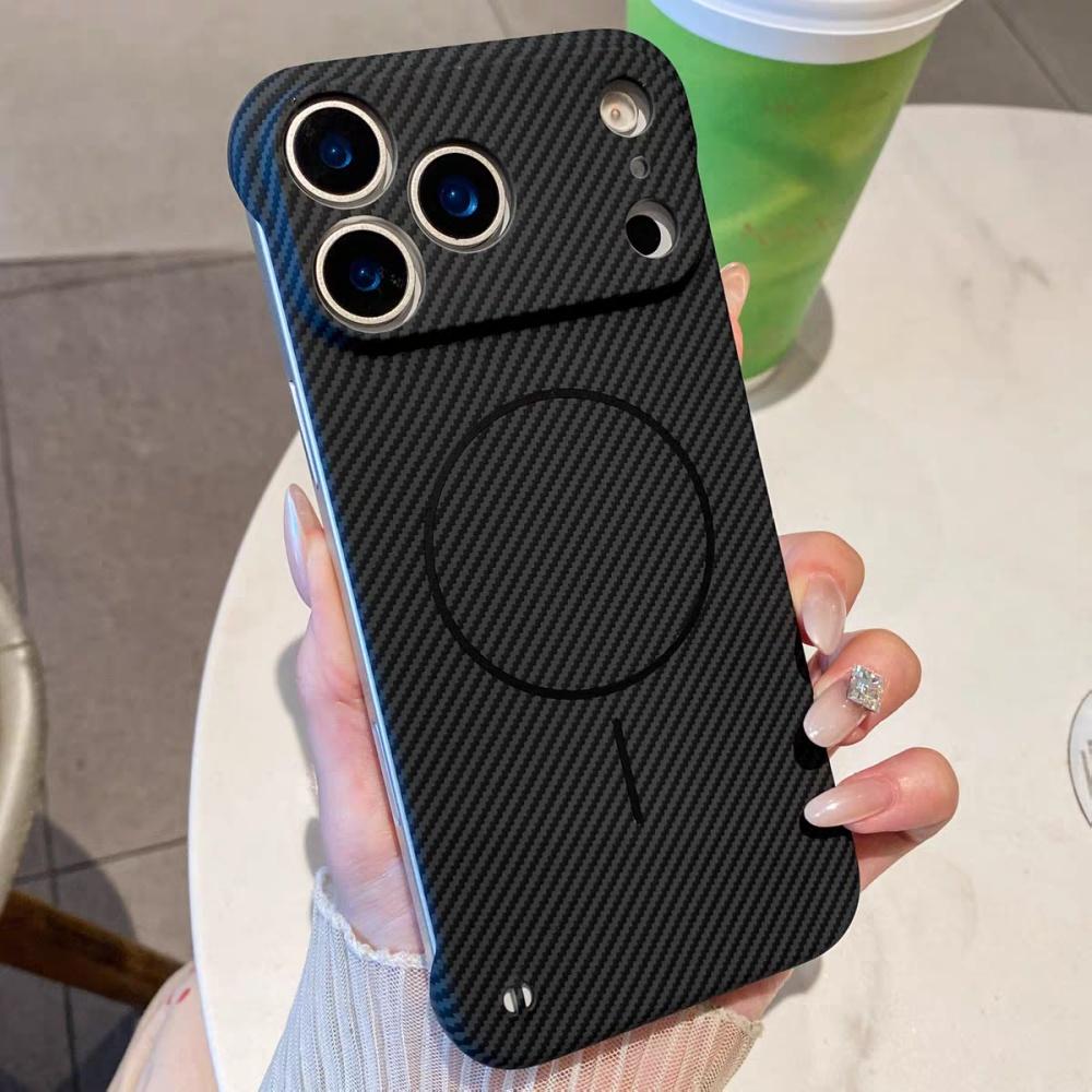 Тонкий безрамочный охлаждающий чехол из кевлара и углеродного волокна для iPhone 17 Air 16 15 14 Plus 13 12 Pro Max 11 Для Magsafe Магнитная ПК-крышка