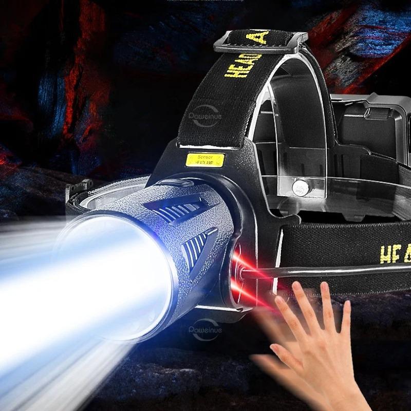 30 Вт Мощный XHP360LED Налобный фонарь Перезаряжаемый Налобный фонарь Уличный Водонепроницаемый Светодиодный ИК-датчик Кемпинг Охота Налобный фонарь Рабочий свет