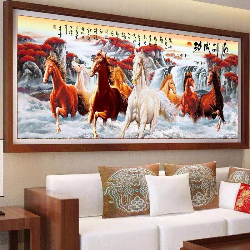 5D Diy Восемь жеребцов Алмазная картина Полный дрель Лошадь для успеха Вышивка крестом Восемь лошадей Украшение дома