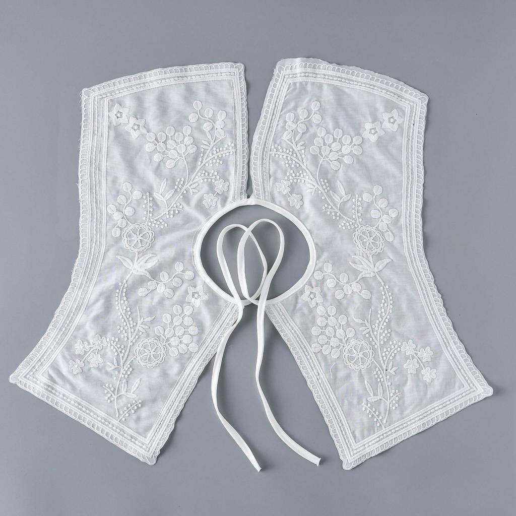 Female Lapel Embroidery Detachable Collar Shawls for Women's Lace Lace Up Shawl False Collars Dress Blouse Decorative