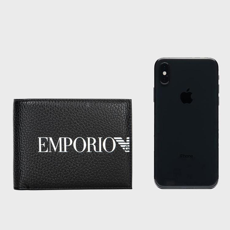 Emporio Armani Простой Логотип Повседневный Портативный Кожаный Кошелек Мужской кошелек Черный EM003591-AF19355-UC001