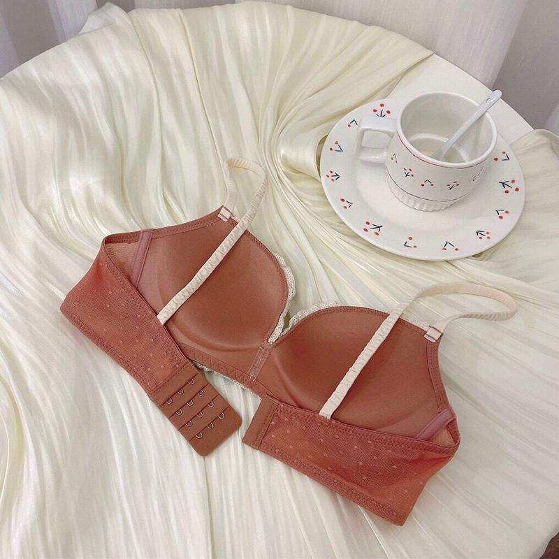 Без стального кольца, маленькая грудь, нижнее белье для девочек, милый бюстгальтер с кружевной кромкой, антипровисающий бюстгальтер с бантом, топ, поддерживающий бюстгальтер