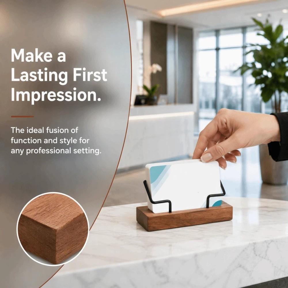 Solid Wood Business Card Box Durable Card Display Stand Premium Business Card Holder Desktop