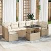 8-Piece Garden Sofa Set with Beige Cushions Poly Rattan, 2-Seater Garden Sofa with Beige Cushions Poly 3348777