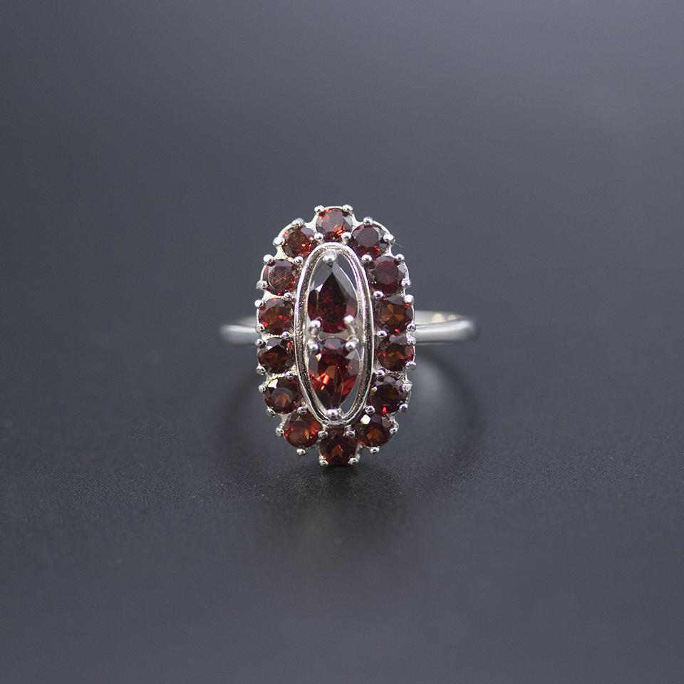 100% Natural Garnet Jewelry Sets Kits 925 Sterling Silver Clasp Earrings Ring Gemstone Jewelry for Women Wedding Birthday Gift