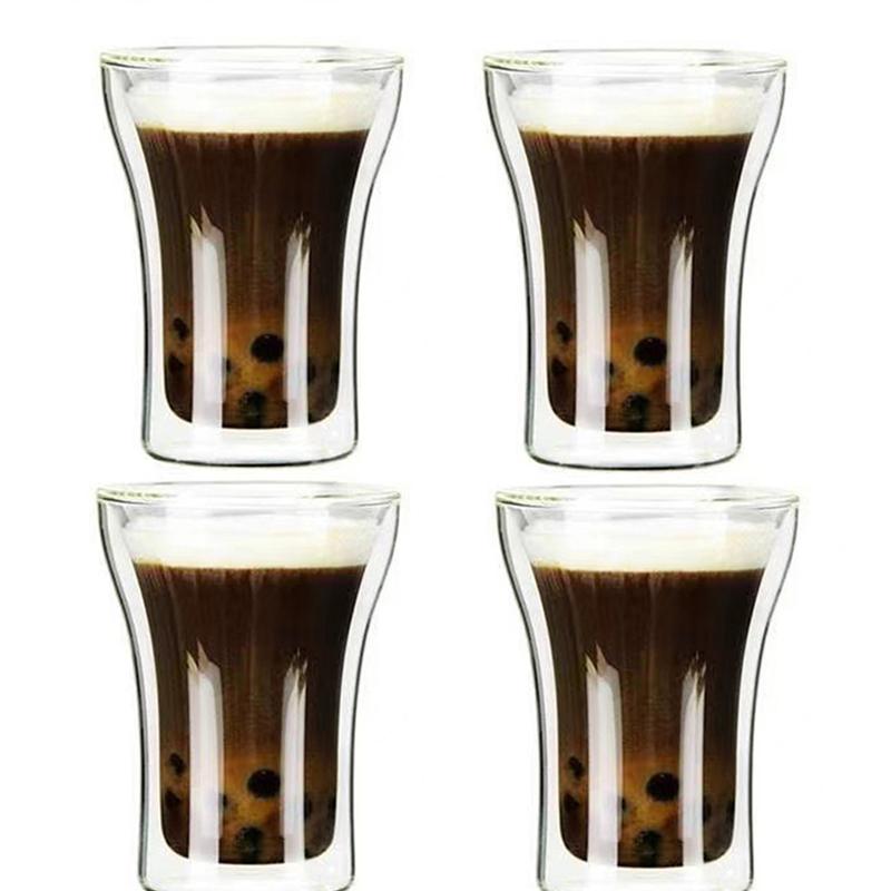 100/200/250 мл простая двухслойная стеклянная чашка, устойчивая к нагреванию и холоду, не допускающая ожогов, кофейная кружка для молока, бренди, вина, аксессуары для кафе