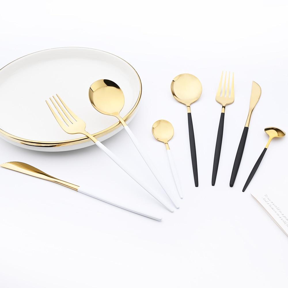 Purple Stainless Steel Cutlery Set 24pc For 6 Flatware Knife Fork Coffee Spoons Tableware Suit Household Kitchen Dinnerware Set