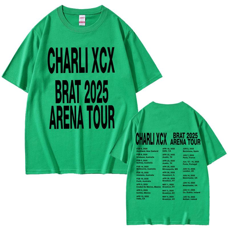 Charli Xcx Brat 2025 Арена Тур Футболки Унисекс Женская Мода Поп Музыка Футболки Хлопок Оверсайз Короткий Рукав Футболка Уличная Одежда