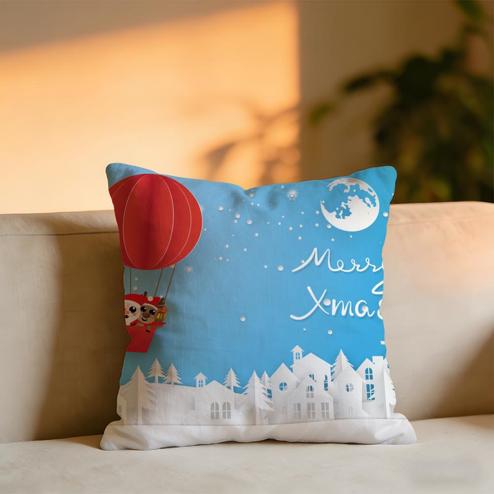 Cute Christmas Cushion Cover Cozy Velvet Throw PillowSoft Warm Cushion For Sofa Bed